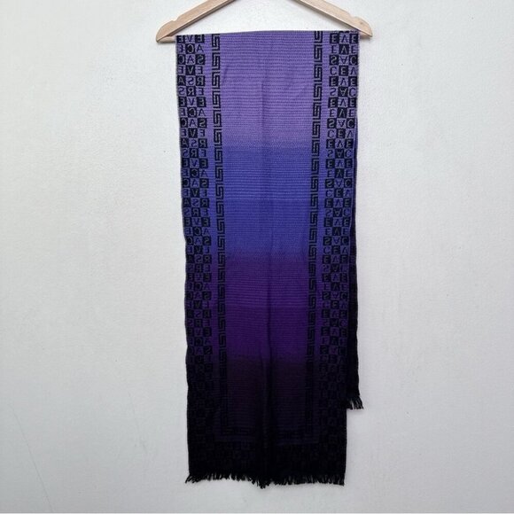 Versace Unisex Purple Ombre Geometric One Size Woven Scarf - Picture 2 of 15